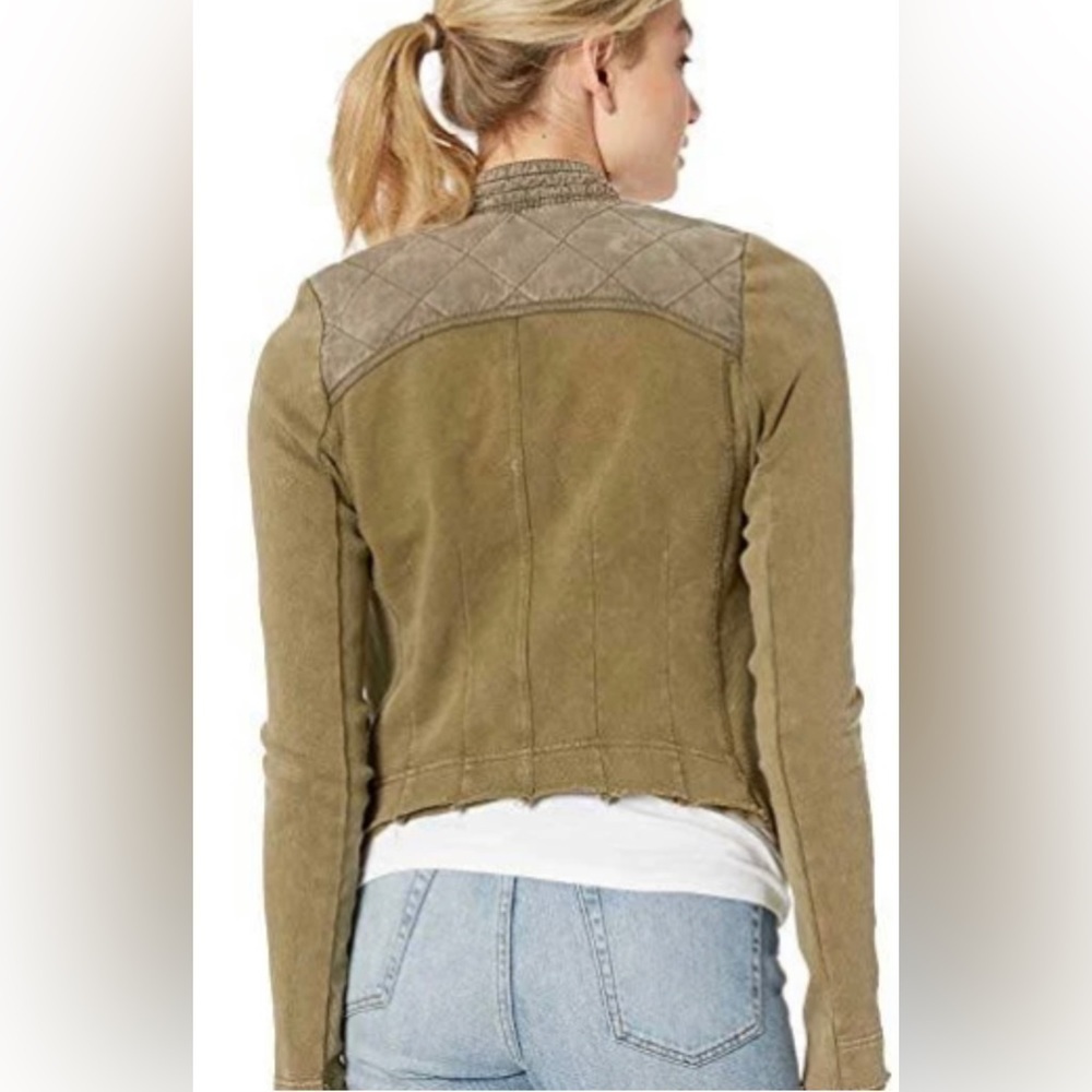 Free People Shrunken Moto jacket; moss green - Picture 2 of 9
